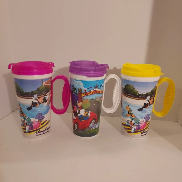 Lot of 3 Walt Disney World Resort Parks Insulated 16 oz Travel Mug with Handle - Picture 1 of 11